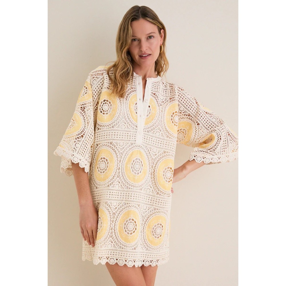 NWT Tuckernuck Sunshine Medallion Crochet Arles Dress/Coverup No Slip ($248) M